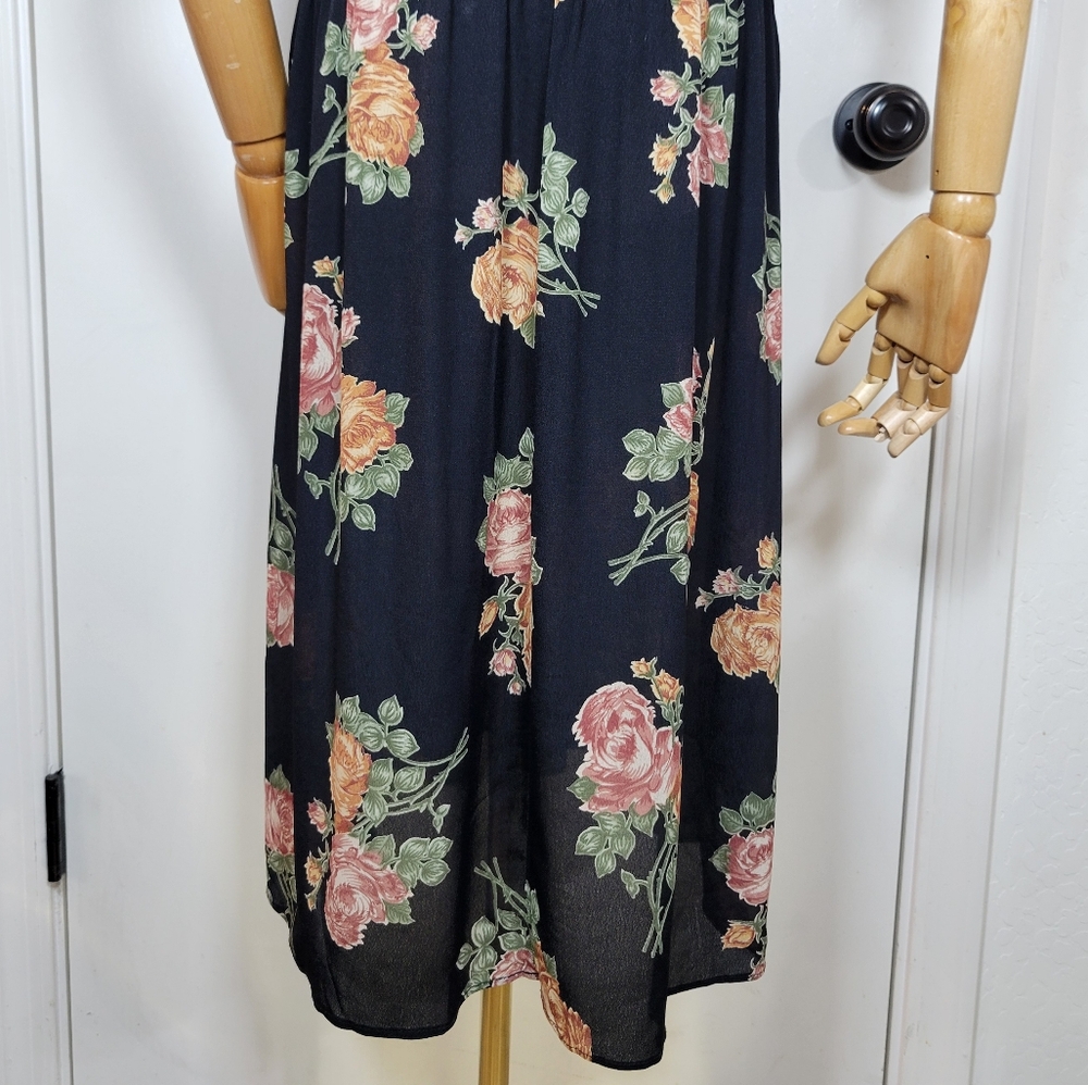 Christy Dawn Black Midi Dress with Pink and Peach Floral Print - Picture 9 of 11